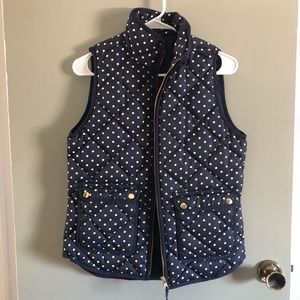 J.Crew Polka Dot Down Excursion Quilted Vest